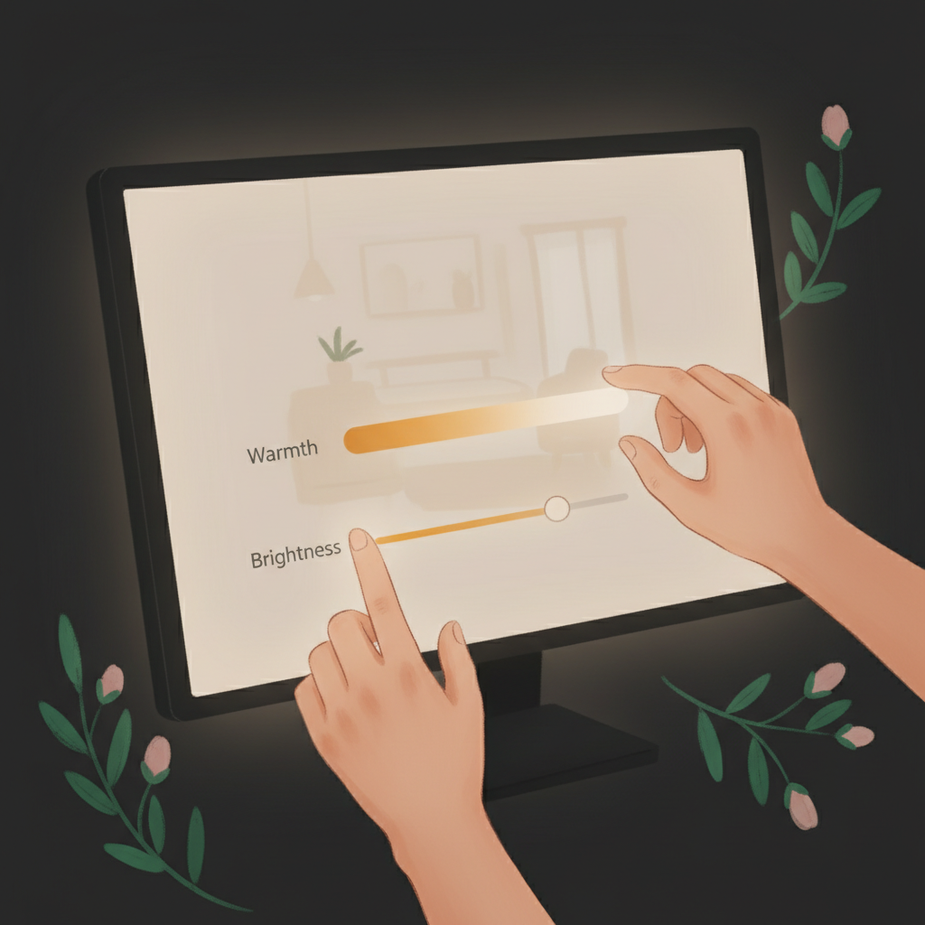 Illustration: Adjusting screen display settings to prevent visual triggers
