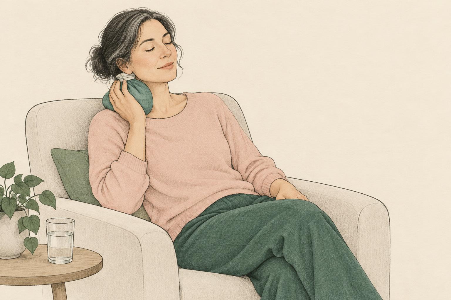 Illustration: Cooling the neck over carotid arteries at attack onset