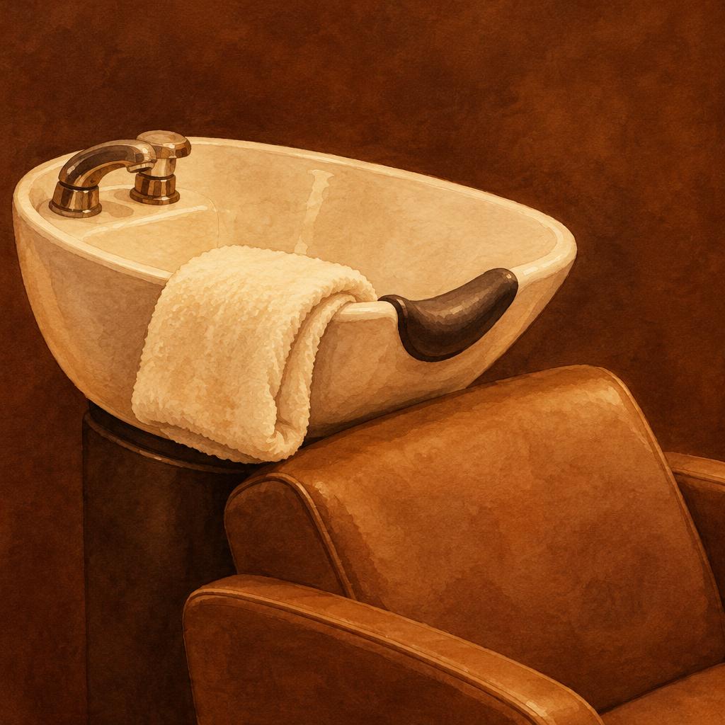 Illustration: Cushioning salon sinks to prevent scalp and neck pain