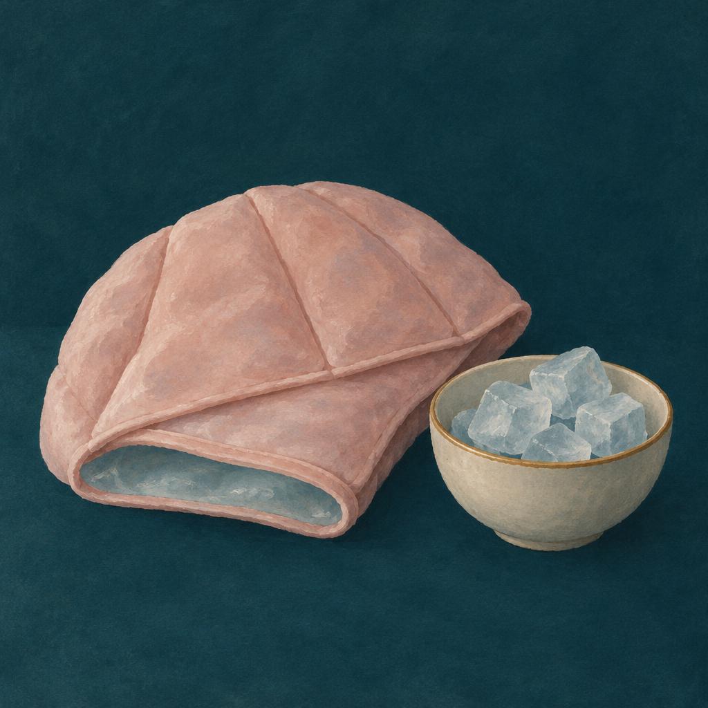 Illustration: Freezing a gel hat to block light and sound