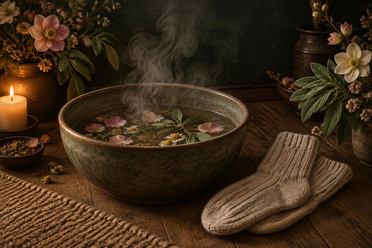 Illustration: Hot foot bath for migraine relief: grandma's remojo de pies