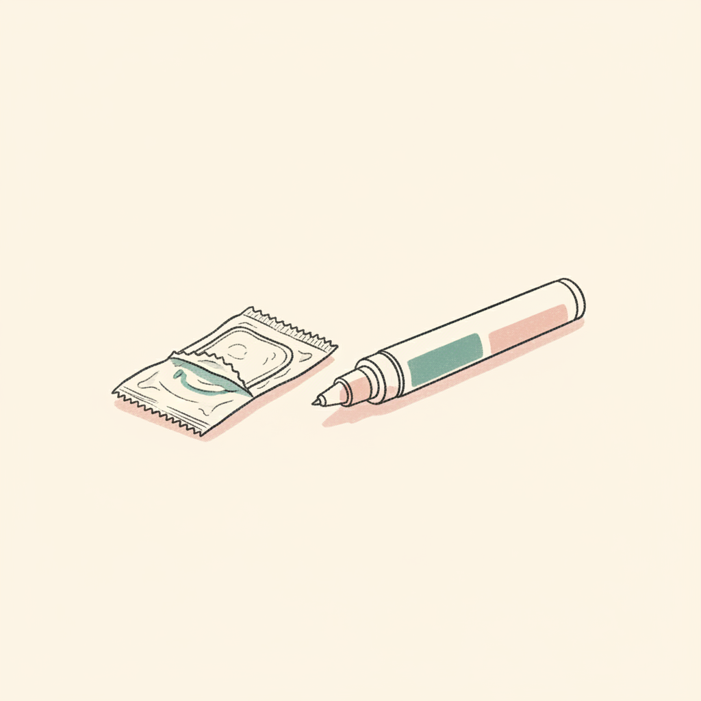 Illustration: Let alcohol dry before an injection to reduce stinging
