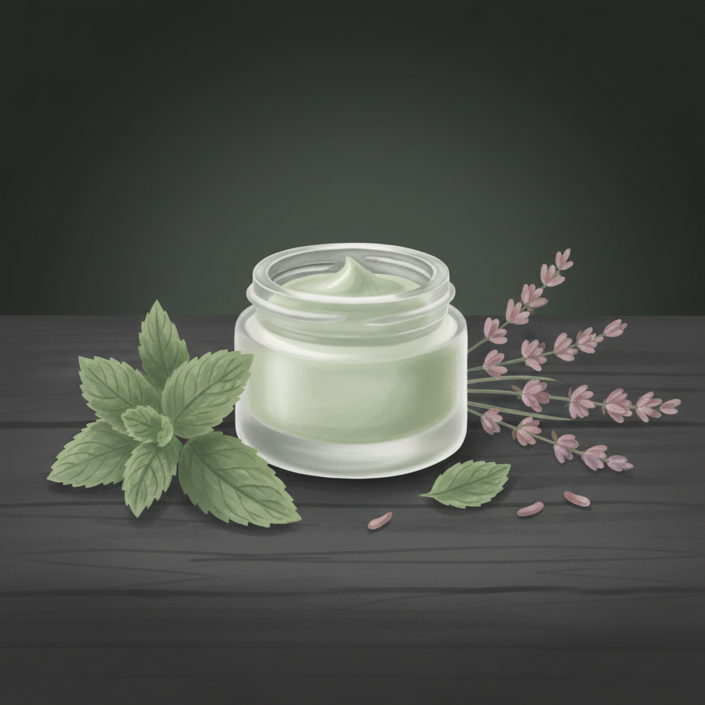 Illustration: Peppermint and lavender balm for headaches