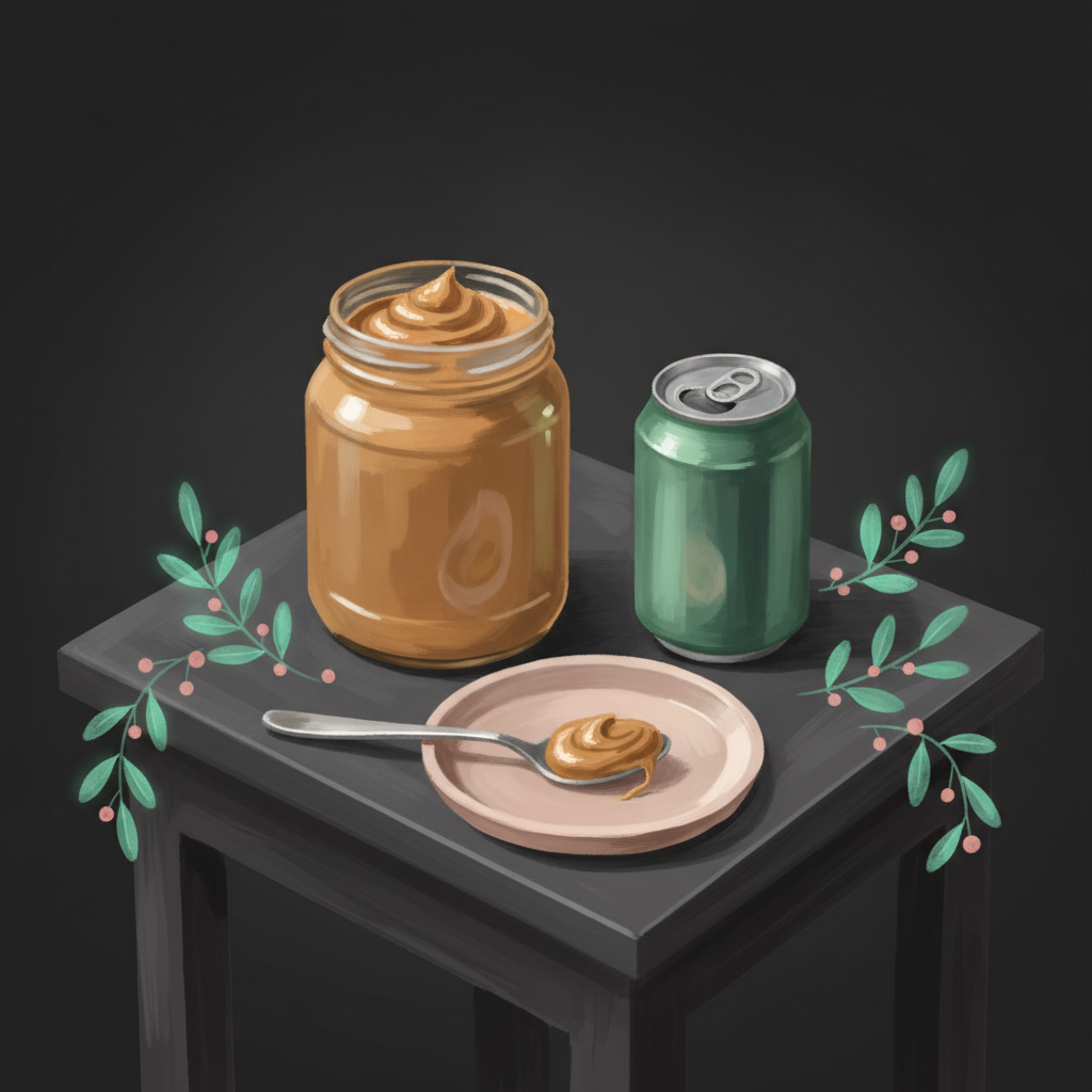 Illustration: Peanut butter, caffeinated soda, and rest at onset
