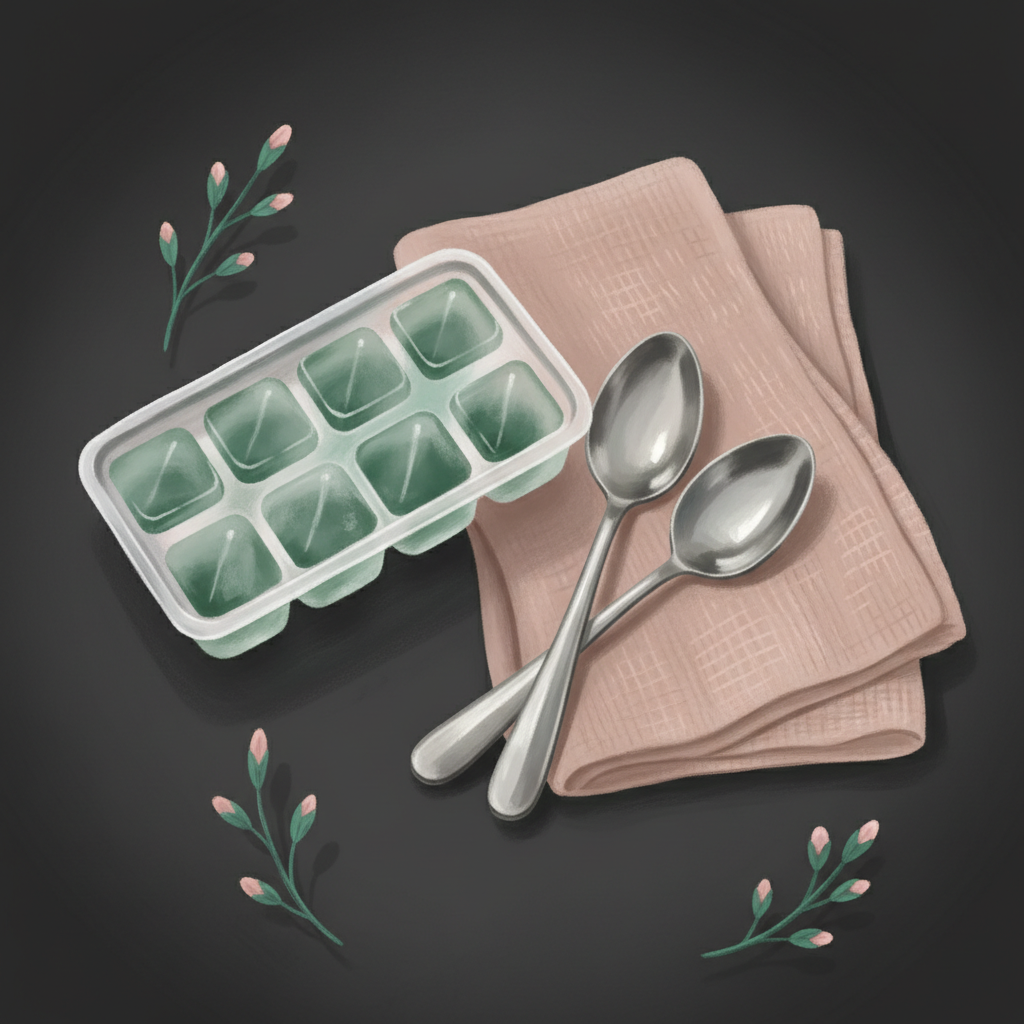 Illustration: Pressing cold spoons under the eyes for quick relief