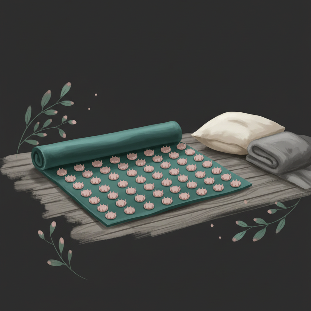 Illustration: Resting on an acupressure mat during an attack