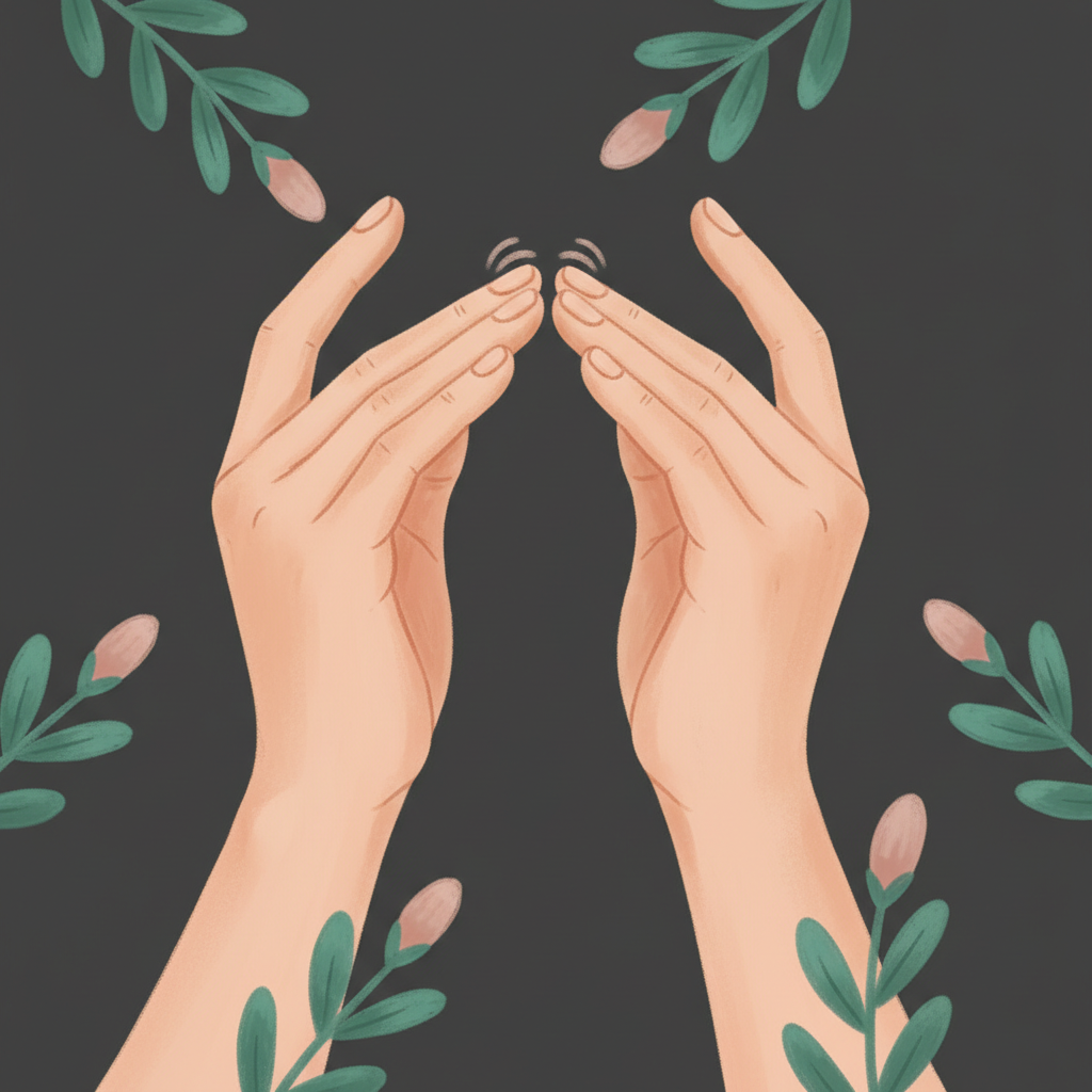 Illustration: Squeezing under the eyebrow for pain relief: hair claw hack
