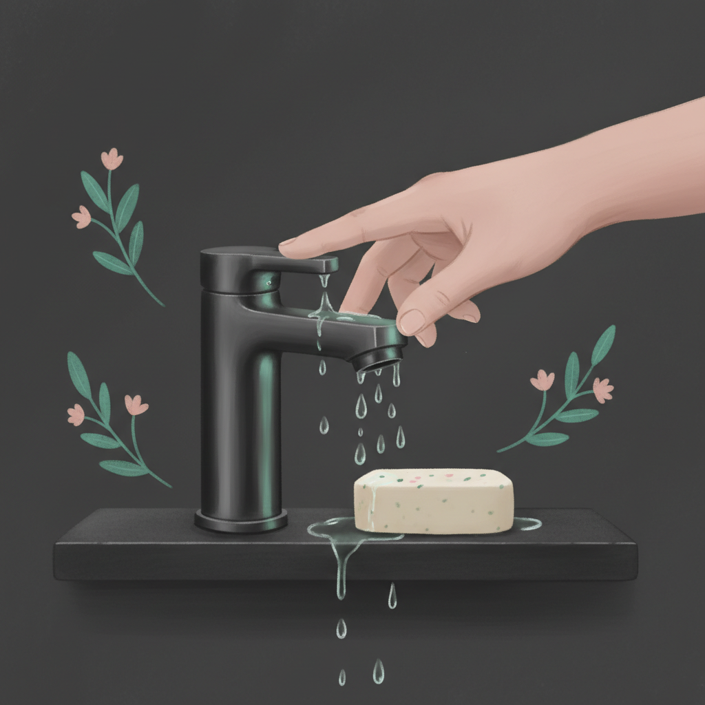 Illustration: Taking a brief shower to conserve energy