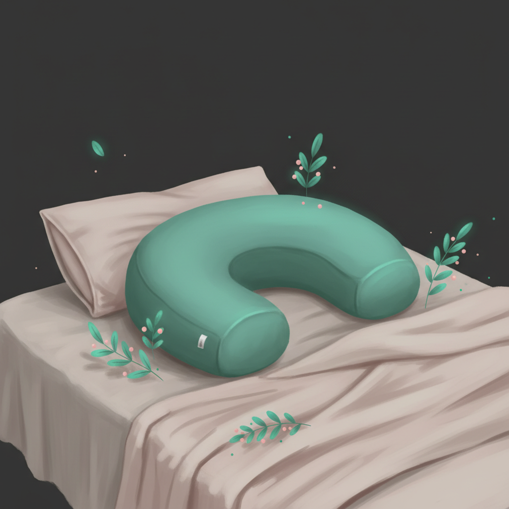 Illustration: Using a maternity pillow to rest during an attack